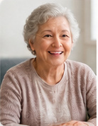 Smiling older adult receiving home-based rehabilitation services